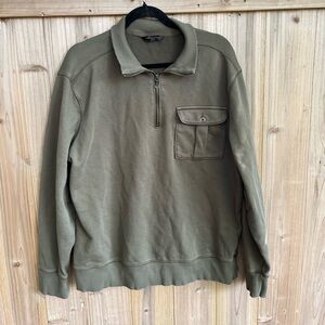 Banana Republic Men's Zip-Up Sweater in Olive Pocket Size L